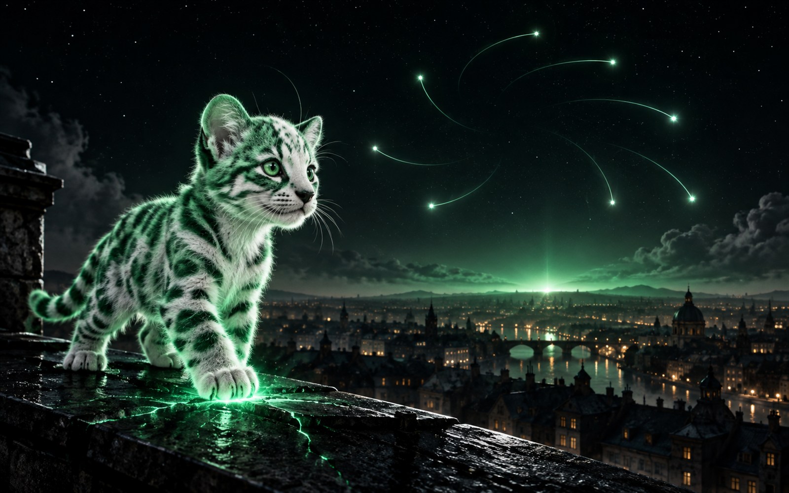 TIGRINO finds an emerald pulse above a sleeping city